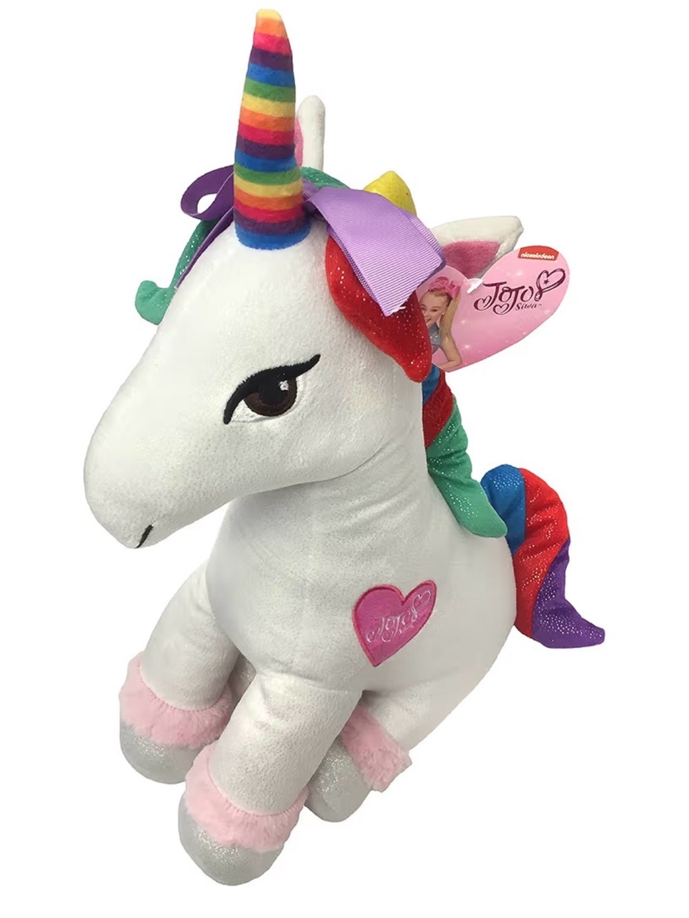 JoJo Siwa White Unicorn Plush with Rainbow Horn and Mane